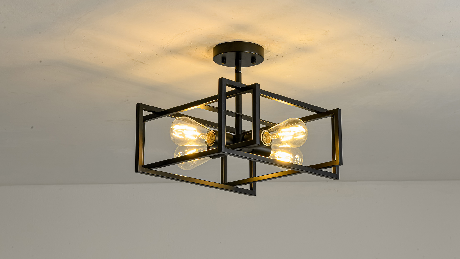 Minyuco Black Ceiling Light Fixtures - 4-Light Industrial